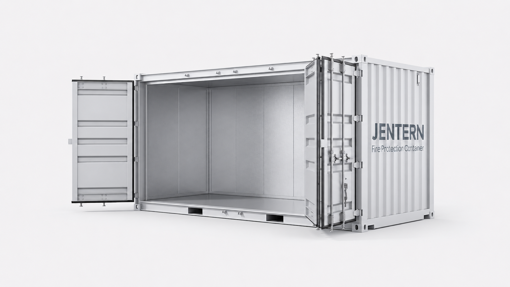 JENTERN 儲能設備及危險物品防火防爆貨櫃長邊全開式 3D 示意圖